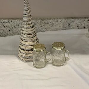 Glass Mason Jar Mugs with Gold Lids